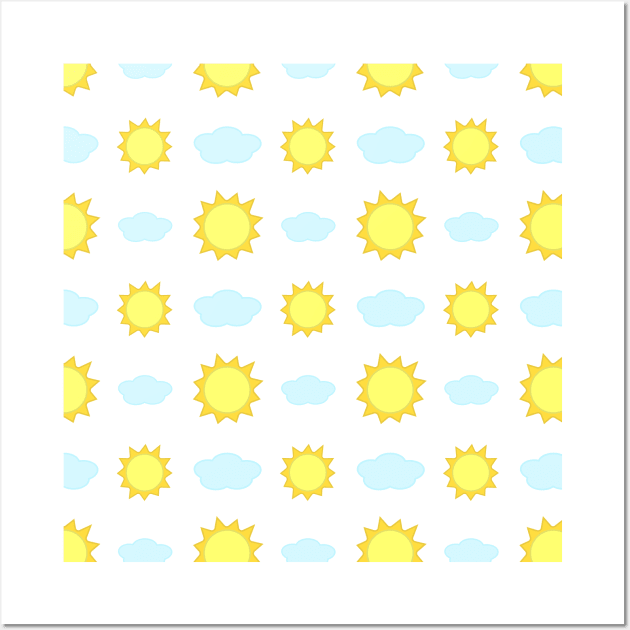 Sun and Clouds Pattern Wall Art by Kelly Gigi